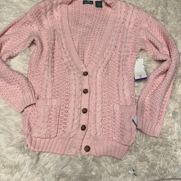 Coldwater Creek Soft Pink Cable Knit Cardigan size‎ S New - Picture 1 of 7
